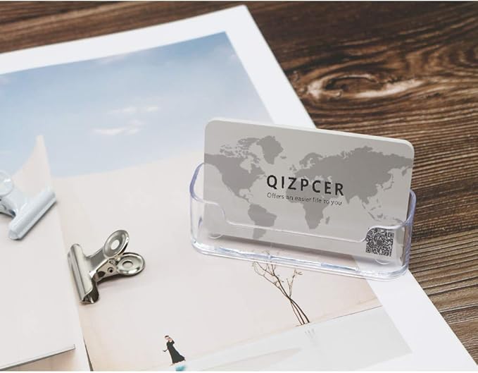 Qizpcer 4 Pack Clear Plastic Business Card Holder, Acrylic Business Card Display - Image 7