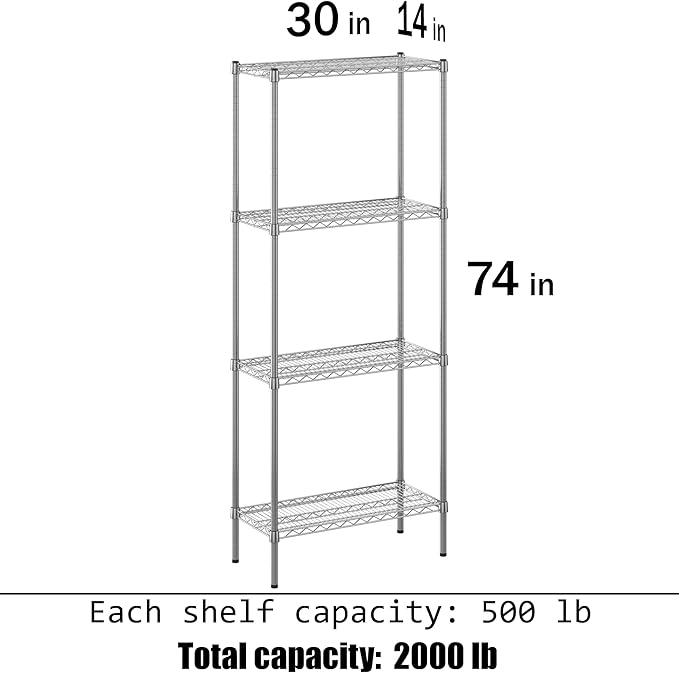 Regal Altair 14" Deep x 30" Wide x 74" Height Wire Shelving Kit | 4-Tier | NSF - Image 3