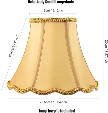 Bell Lamp Shade, Saangseon Scalloped Gold Fabric Lampshade Replacement - Image 2