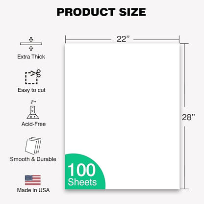 WritePads White Poster Boards 22"x28", 100 Pack, 130LB/290gsm Heavyweight - Image 2