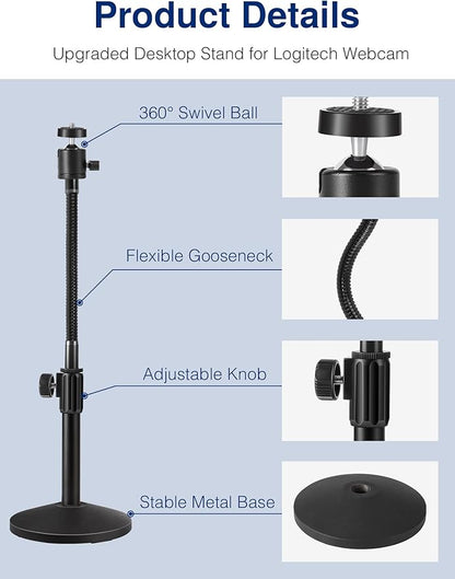 Puroma Webcam Stand Goose-Neck Mount Stand Upgraded Desktop Stand - Image 3