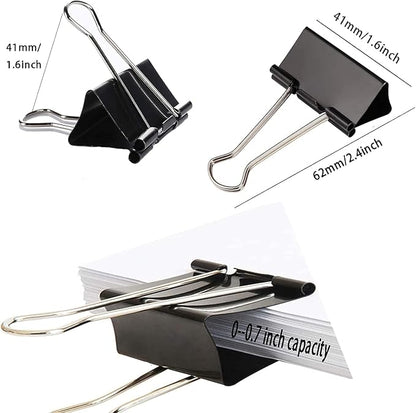 Large Binder Clips 1.6 Inch, Binder Clips Large Size, Big Paper Clips Clamps - Image 2