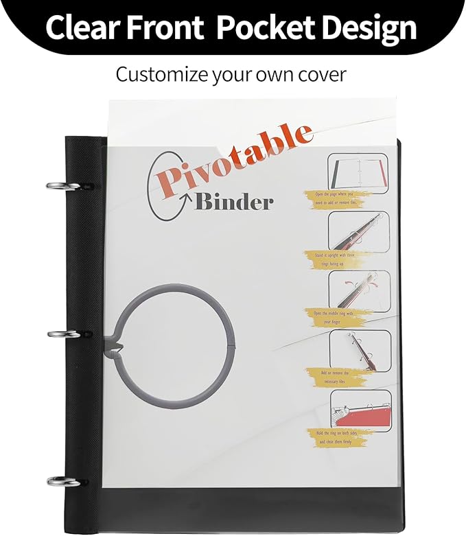 Tashkummy 360° Pivotable 3 Ring Binder, Upgraded Foldable Binders 1 inch 12 Pack - Image 8