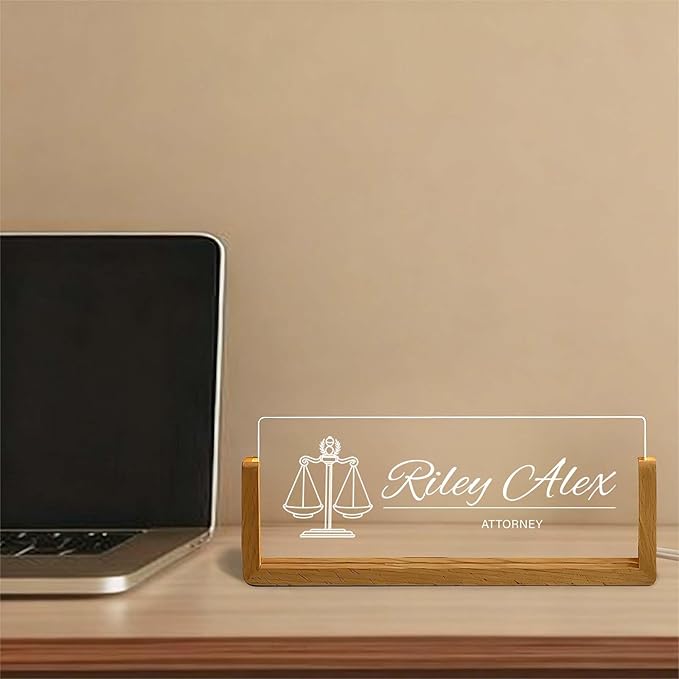 Personalized Desk Name Plate, Custom Light Up Acrylic Office Sign - Image 7