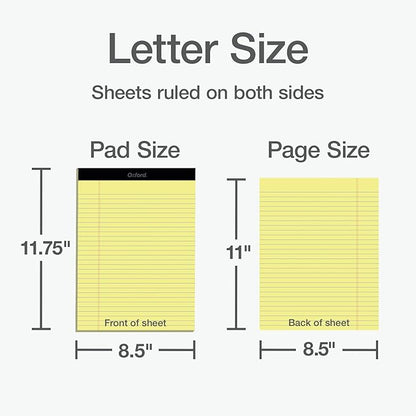Oxford 8.5 x 11.75 Inch Legal Pads, 3 Pack, Wide Ruled on Both Sides, Canary - Image 2