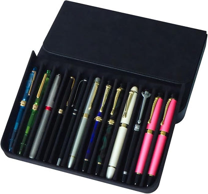MIVLXLX PU Leather 12 Fountain Pen/Pencil Tray Case Organizer, Fashion Design - Image 9