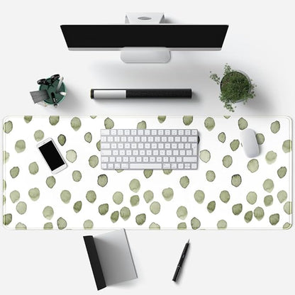 Cute Polka Dot Minimalist Green Keyboard Pad Simple & Atmospheric Desk Mat XL - Image 3