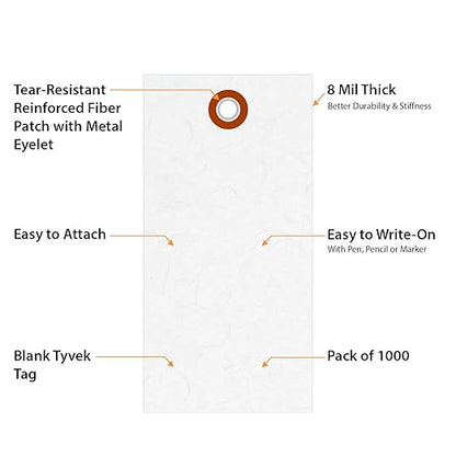 SmartSign 4.25 x 2.125 inch “White” Blank Tyvek Shipping Tags - Image 5