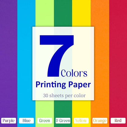 Colored Copy Paper 8.5X11 Inches, 140 Sheets 20 lb/80GSM 7 Colors Rainbow - Image 2