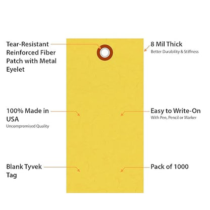 SmartSign 4.75 x 2.375 inch “Yellow” Blank Tyvek Shipping Tags - Image 4