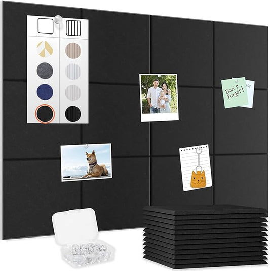 Smarpau Large Cork Board for Walls, 12 Pack Square Bulletin Board, Felt Wall by Smarpau