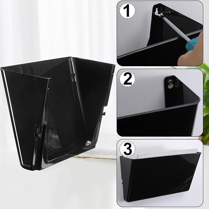 Tenceur 10 Pcs Single Pocket Wall Mount File Holder Black Plastic Wall Pocket - Image 6