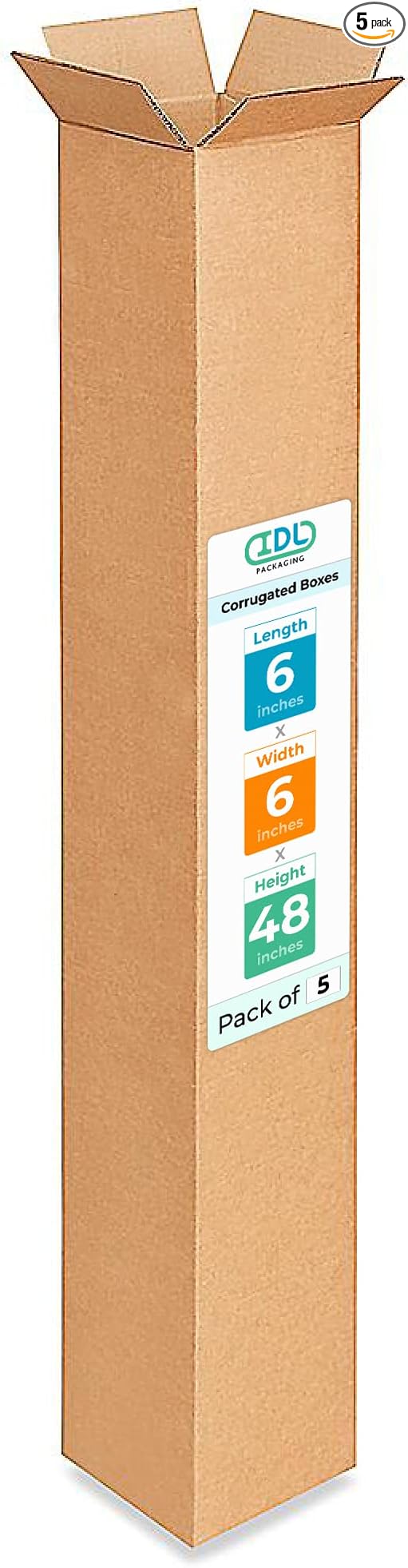 Tall Moving & Shipping Boxes 6 x 6 x 48 inches by IDLPackaging
