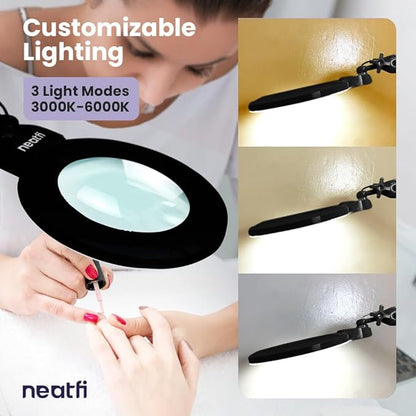 Neatfi XL Bifocal LED Magnifying Lamp, 7-Inch Acrylic Lens, 5D/20D Magnification - Image 3