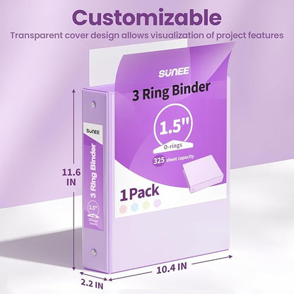 SUNEE 3 Ring Binder 1.5 Inch 1 Pack - Image 7
