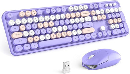MOFII Wireless Keyboard and Mouse Combo, 2.4GHz Retro Full-Size Keyboard by MOFII