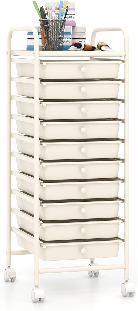 Giantex 10-Drawer Storage Cart w/Universal Wheel, Rolling Cart w/Handle by Giantex
