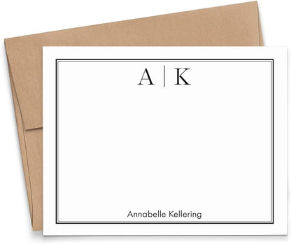 Classic Personalized Two Letter Stationary Monogram Stationary Set by ModernPinkPaper