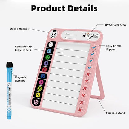 Magnetic Chore Chart for Kids, ADHD Task Tracker Easy-Check Routine Dry Erase - Image 3
