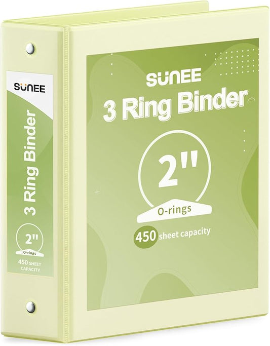 SUNEE 3 Ring Binder 2 Inch 1 Pack, Light Yellow by SUNEE