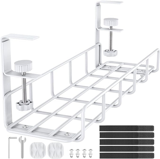 15.7” Under Desk Cable Management Tray, No Drill Steel Cable Tray Organizers by REFLYING