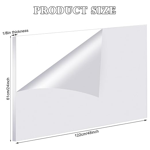 Roowest 4 Pcs 24 x 48 Inch, 1/8 Inch Thick Clear Acrylic Plexiglass Sheets - Image 2