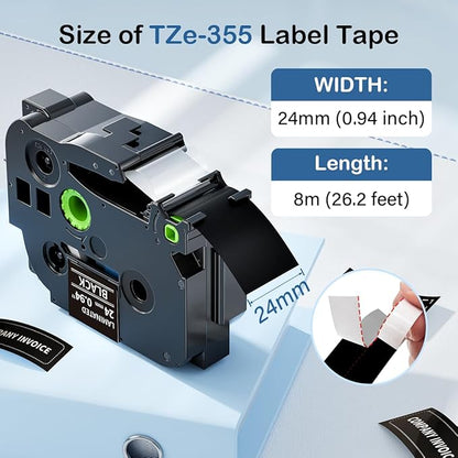 Labelife 24mm Black Label Tape TZe-355 Compatible - Image 3