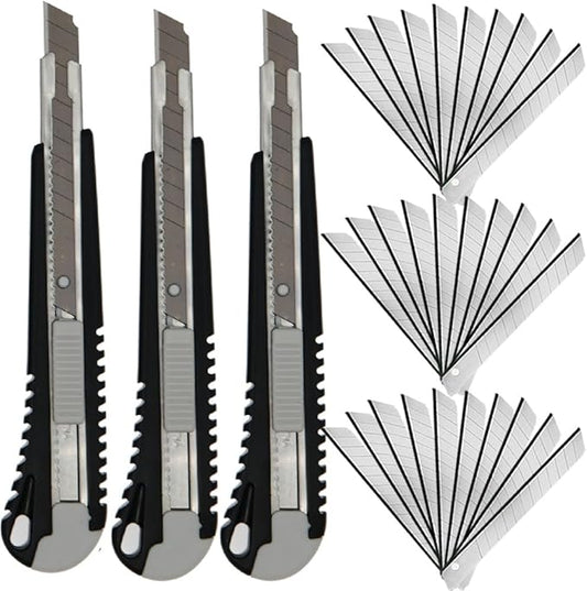 WEKOIL 9mm Snap Off Utility Knife 3 Pack High Hardness Retractable Box Cutters by WEKOIL