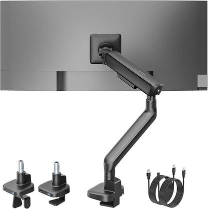 monTEK Single Monitor Arm with USB, Mechanical Spring Monitor Arm by monTEK