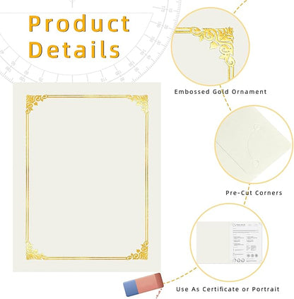 HAUTOCO 50 Packs Certificate Holders, Cream Color Diploma Folders Certificate - Image 3