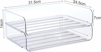 Zyners 2 Pack Stackable Desk Letter Paper Tray, A4 Clear Plastic Desk File - Image 2