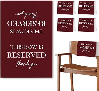 ChissNook Reserved Seating Chair Signs, This Row Is Reserved Pew Cloths Seating by Unknown