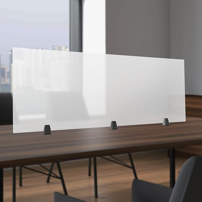 Acrylic Free Standing Screen, 60”W x 22”H Desk Divider Sound Absorbing Cubicle by Yellulu