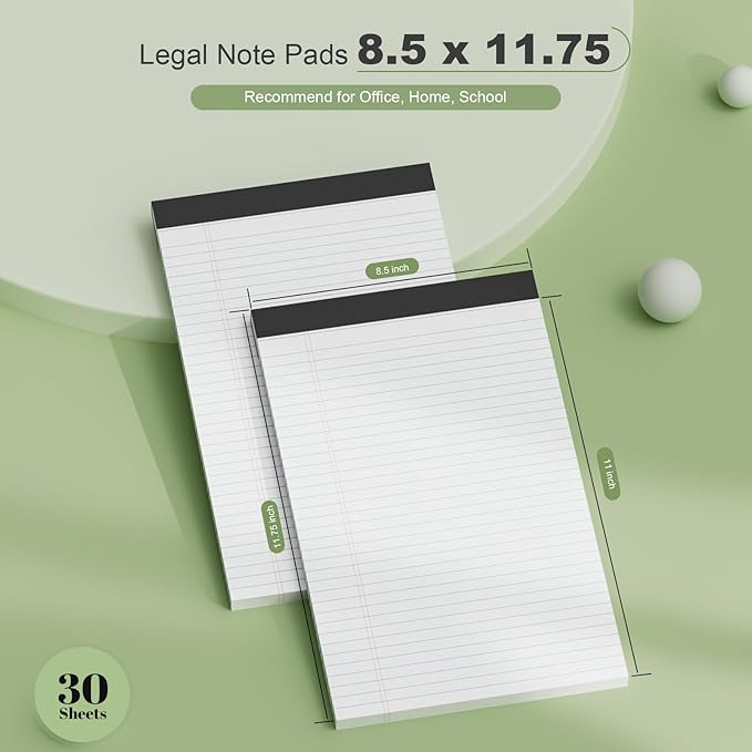 White Legal Pads 8.5 x 11 Narrow Ruled, 3 Pack Notepads College Ruled Pads of - Image 2