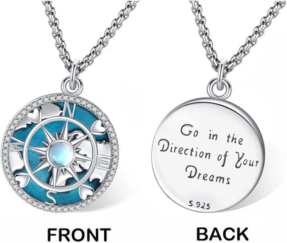 Compass Necklace for Women Men 925 Sterling Silver Pendant Urn Necklaces for - Image 6