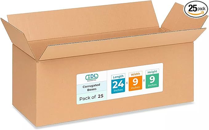 Long Moving & Shipping Boxes 24"L x 9"W x 9"H by IDLPackaging