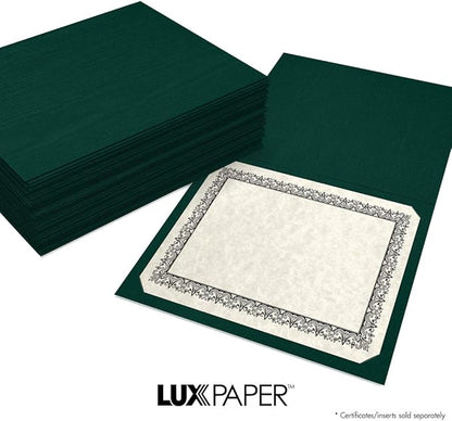 LUXPaper 9.5" x 12" Certificate Holders | Green Linen | 100lb. Cover | 100 Qty - Image 8