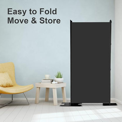 MAYOLIAH 3-Panel Black Room Divider 6ft Tall Folding Privacy Screen w/Flat Base - Image 4