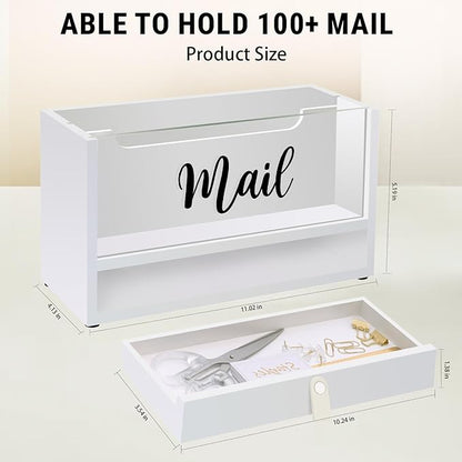 Two-Layer Solid Wooden Mail Storage Organizer Holder - Image 7