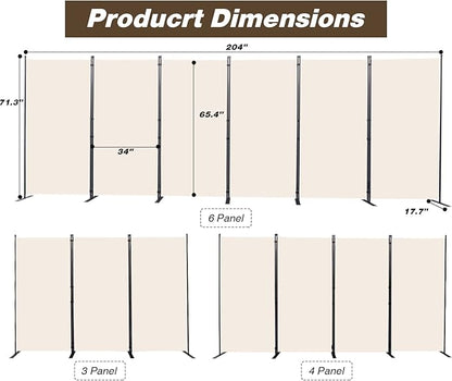 CHOSENM Room Divider, 6 Panel Folding Privacy Screens - Image 2