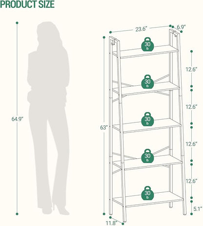 Hzuaneri Ladder Shelf, Bookshelf Bookcase, Freestanding Corner Storage Shelve - Image 2