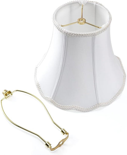 Bell Lamp Shade, Saangseon White Scalloped Lampshade Replacement, Lamp Harp - Image 5