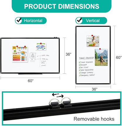 XIWODE Large 36x60 Inch Magnetic Dry Erase Whiteboard，Black Aluminum Frame - Image 2