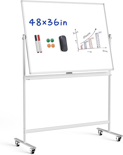 Rolling Whiteboard/w Height Adjustable, Mifuro 48 x 36 Large Portable Dry Erase by MifuroOfficeProduct