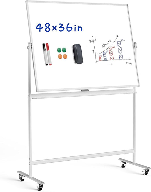 Rolling Whiteboard/w Height Adjustable, Mifuro 48 x 36 Large Portable Dry Erase by MifuroOfficeProduct
