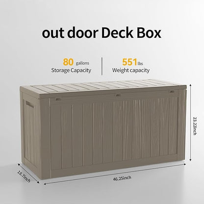 PATIOEASY Outdoor Storage Box 80GAL Waterproof Resin Deck Box, UV-Resistant - Image 2