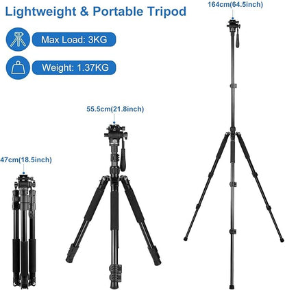 PULUZ 64"/164cm Video Tripod, Metal Camera Tripod - Image 2
