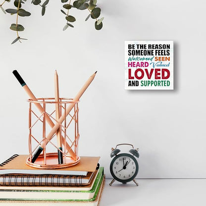 WUZYOU Office School Classroom Inclusive Wooden Block Sign Be The Reason - Image 6