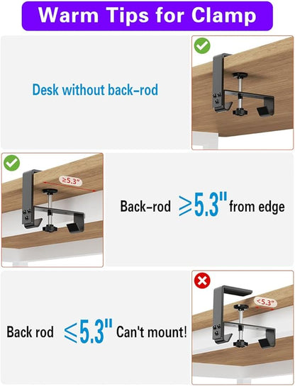No Drill Under Desk Cable Management Tray, Clamp/Screw Mount Desk Cable - Image 6