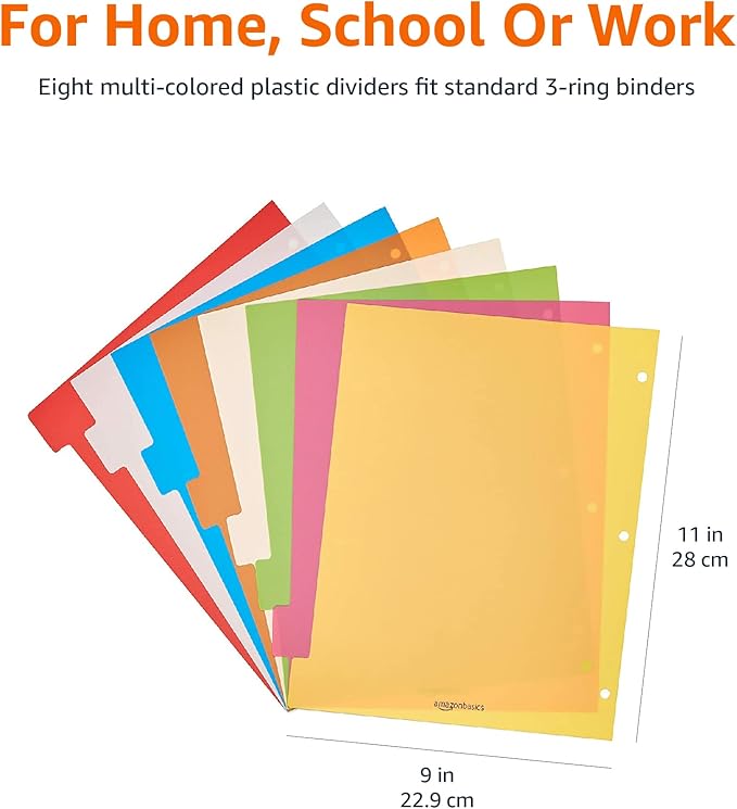 Amazon Basics 8-Tab Plastic Binder Divider - Image 5